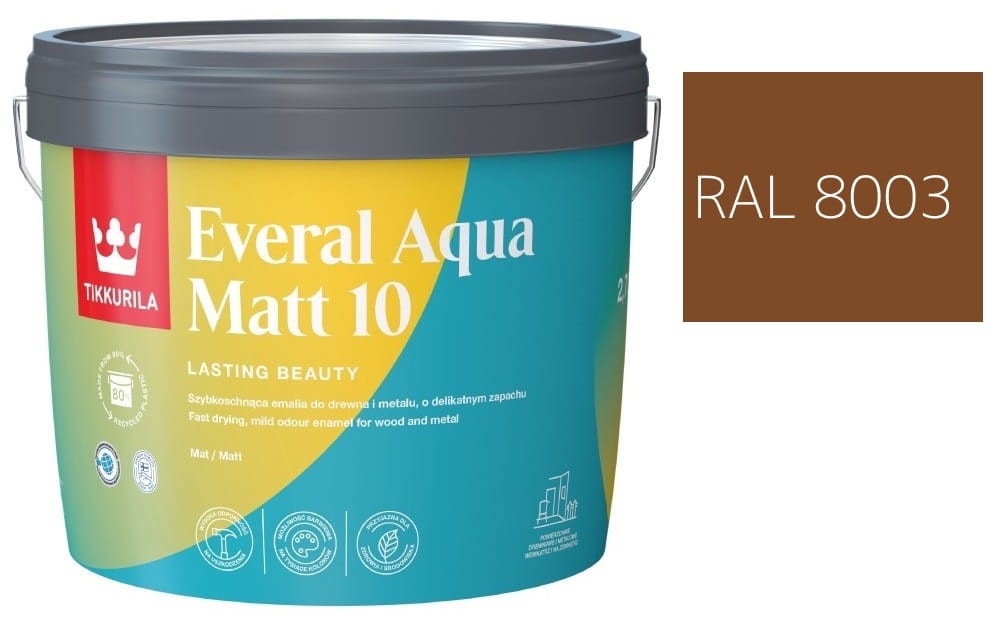 TIKKURILA Everal Aqua Matt [10]  2,7L KOLOR BRĄZ MIODOWY RAL 8003