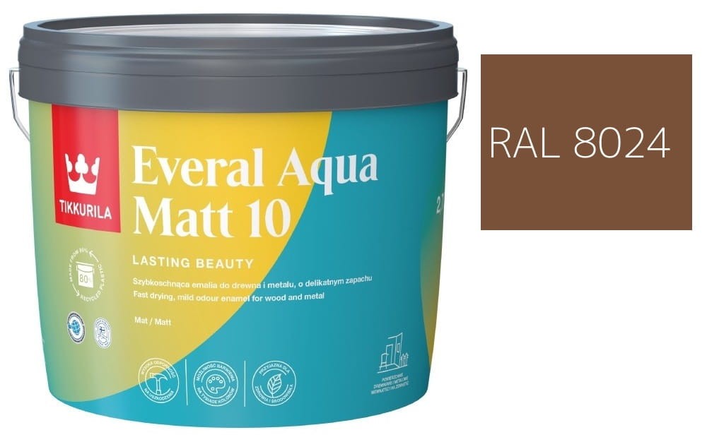 TIKKURILA Everal Aqua Matt [10]  2,7L KOLOR BEŻOWO BRĄZOWY RAL 8024