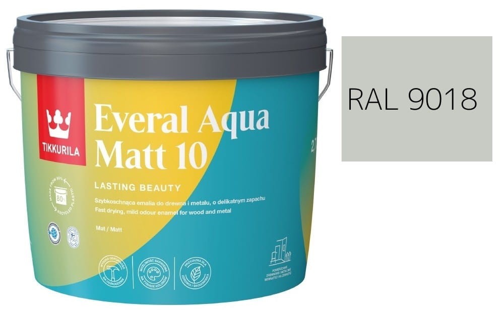 TIKKURILA Everal Aqua Matt [10]  2,7L KOLOR BIAŁY PAPIRUS RAL 9018