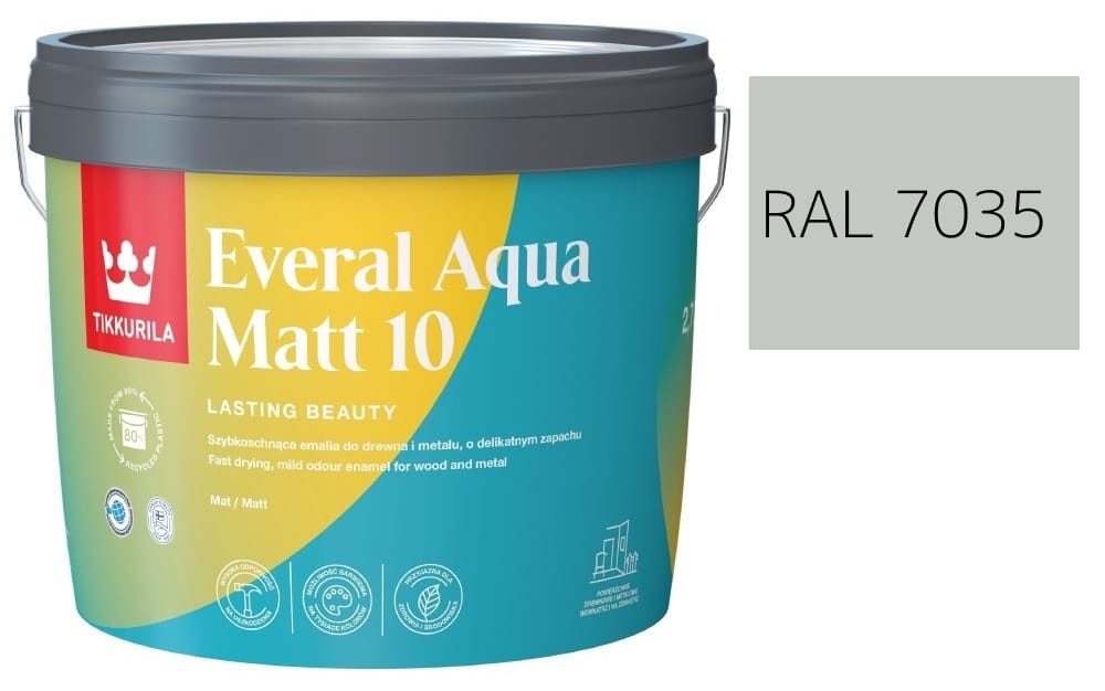 TIKKURILA Everal Aqua Matt [10]  2,7L KOLOR SZARY JASNY RAL 7035