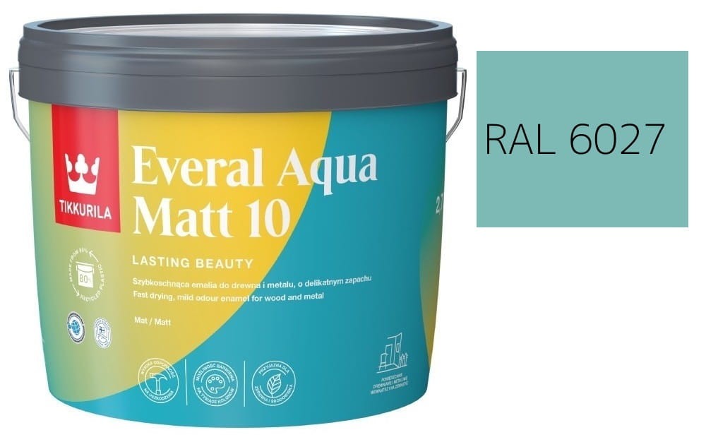 TIKKURILA Everal Aqua Matt [10]  2,7L KOLOR JASNOZIELONY RAL 6027