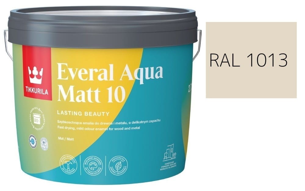 TIKKURILA Everal Aqua Matt [10]  2,7L KOLOR BIAŁY PERŁOWY RAL 1013