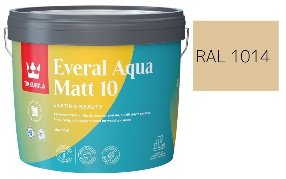 TIKKURILA Everal Aqua Matt [10]  2,7L KOLOR SŁOMKOWY RAL 1014