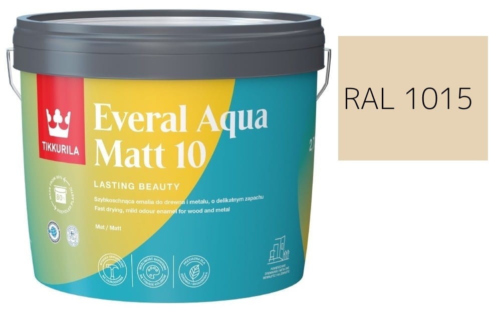 TIKKURILA Everal Aqua Matt [10]  2,7L KOLOR KREMOWY RAL 1015