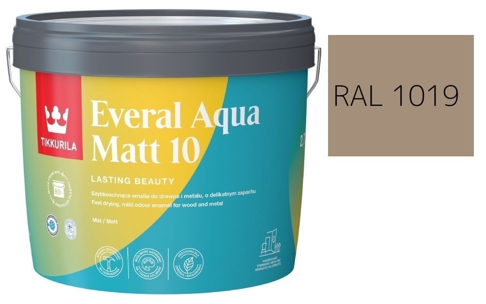 TIKKURILA Everal Aqua Matt [10]  2,7L KOLOR IRCHOWO SZARY RAL 1019