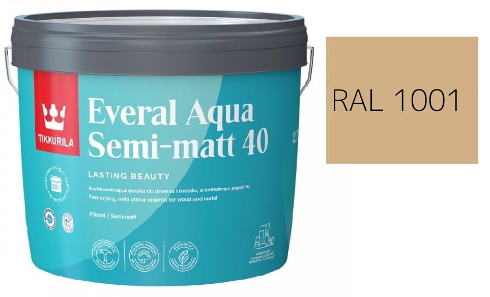 TIKKURILA Everal Aqua Semi Matt [40]  2,7L KOLOR BEŻOWY  RAL 1001