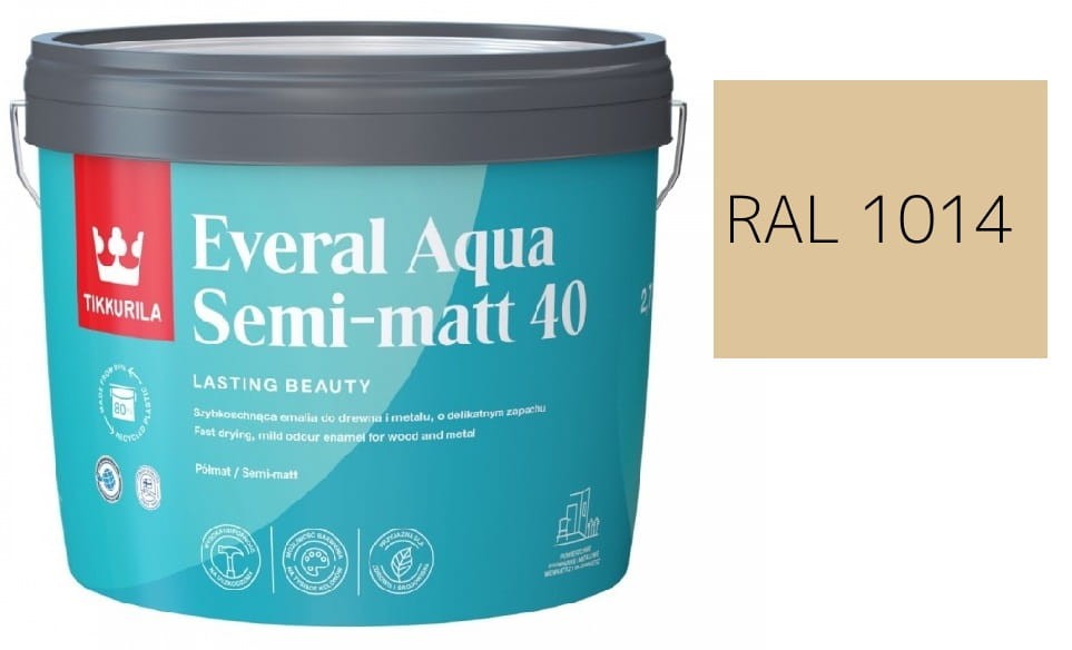 TIKKURILA Everal Aqua Semi Matt [40]  2,7L KOLOR SŁOMKOWY RAL 1014