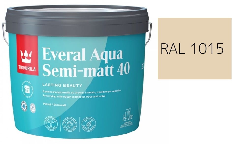 TIKKURILA Everal Aqua Semi Matt [40]  2,7L KOLOR KREMOWY RAL 1015