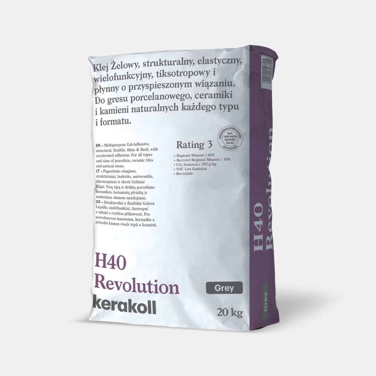 Kerakoll H40 Revolution klej żelowy do płytek gresu i kamienia 20kg Szary