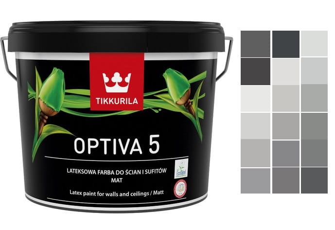 TIKKURILA Optiva Matt 5 0,9l  ODCIENIE SZAROŚCI