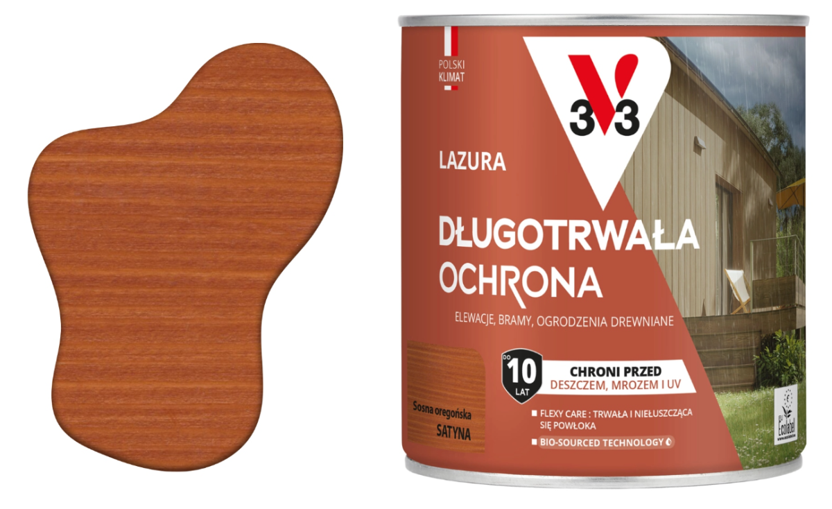 Lazura długotrwała ochronna 10 lat V33 Sosna oregońska 0,75l