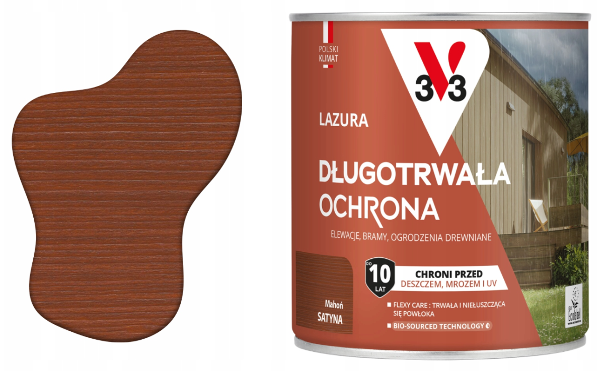 Lazura długotrwała ochronna 10 lat V33 Mahoń 0,75l