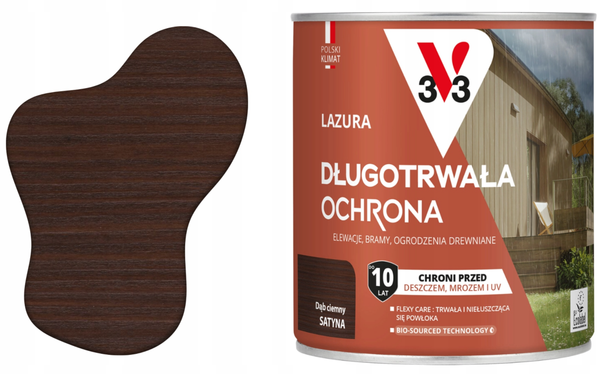 Lazura długotrwała ochronna 10 lat V33 Dąb ciemny 0,75l