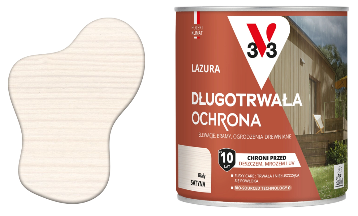 Lazura długotrwała ochronna 10 lat V33 Biały 0,75l