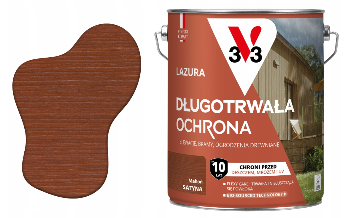 Lazura długotrwała ochronna 10 lat V33 Mahoń 2,5l