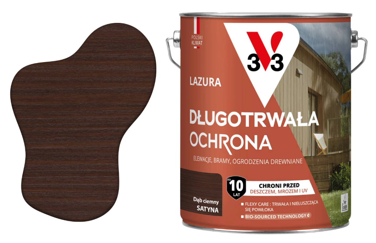 Lazura długotrwała ochronna 10 lat V33 Dąb ciemny 2,5l