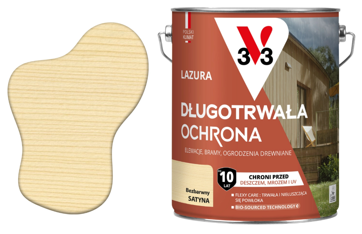 Lazura długotrwała ochronna 10 lat V33 Bezbarwny 4,5l