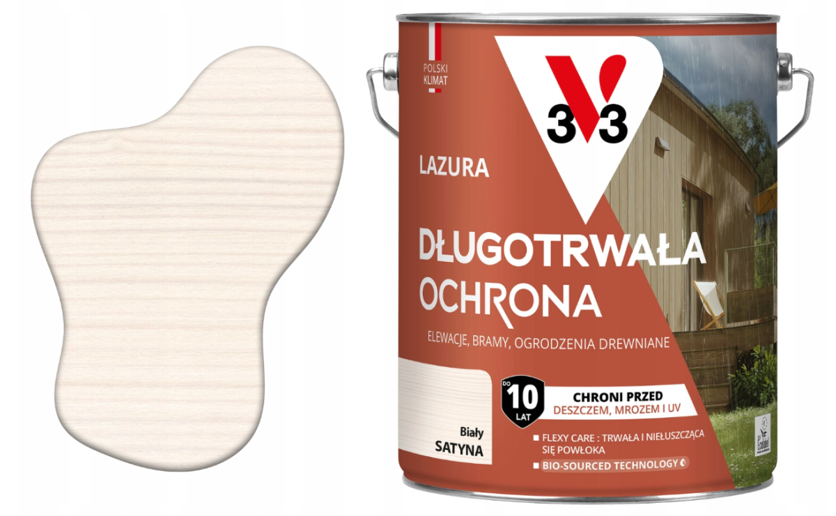 Lazura długotrwała ochronna 10 lat V33 Biały 4,5l