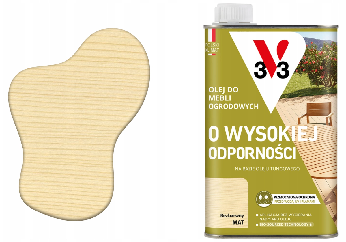 V33 Olej do mebli ogrodowych bezbarwny mat 0,5L