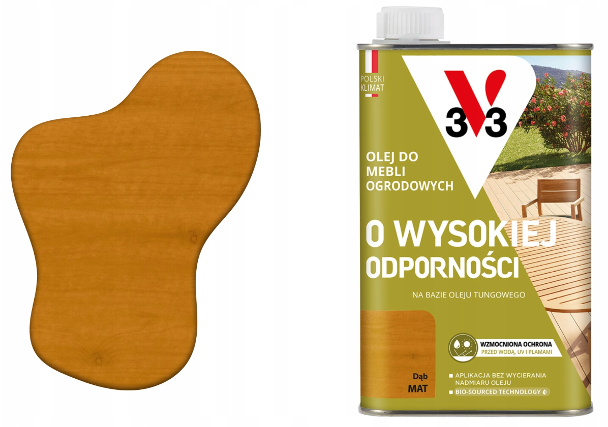 V33 Olej do mebli ogrodowych dąb mat 0,5L