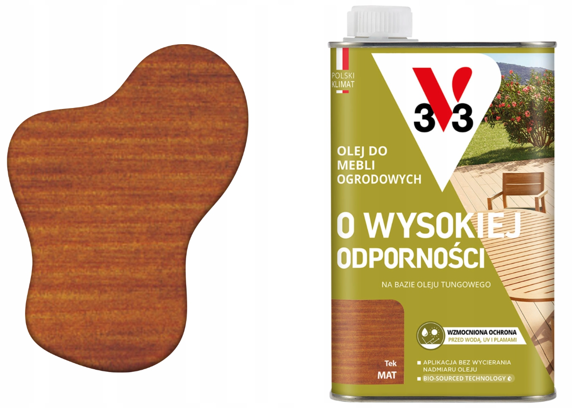 V33 Olej do mebli ogrodowych tek mat 0,5L