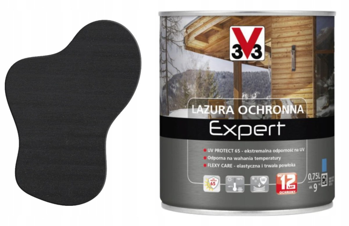 V33 Lazura ochronna EXPERT ochrona do 12 lat grafit 0,75L