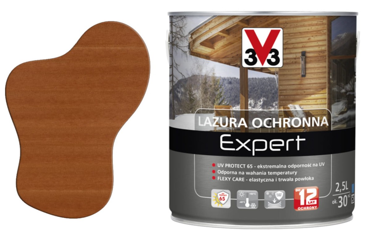 V33 Lazura ochronna EXPERT ochrona do 12 lat sosna oregońska 2,5L
