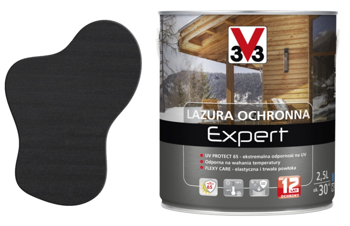 V33 Lazura ochronna EXPERT ochrona do 12 lat grafit 2,5L
