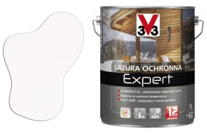 V33 Lazura ochronna EXPERT ochrona do 12 lat biały alpejski 5L