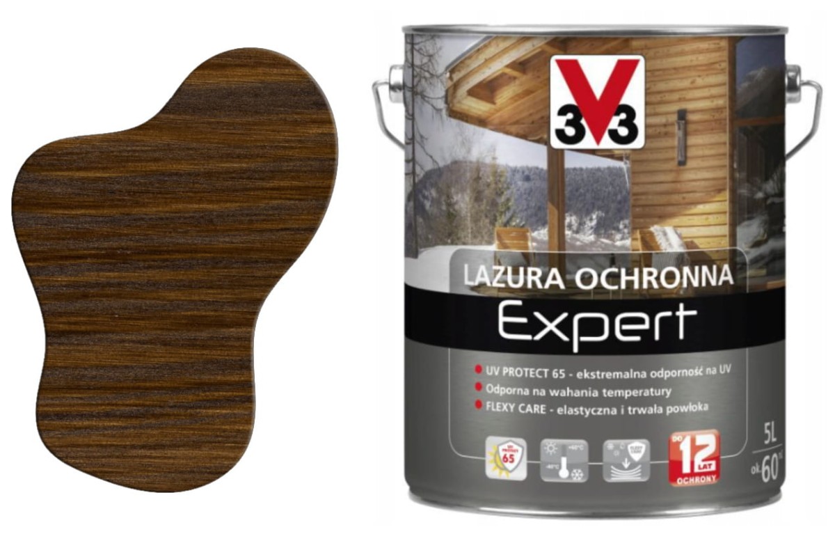 V33 Lazura ochronna EXPERT ochrona do 12 lat orzech ciemny 5L