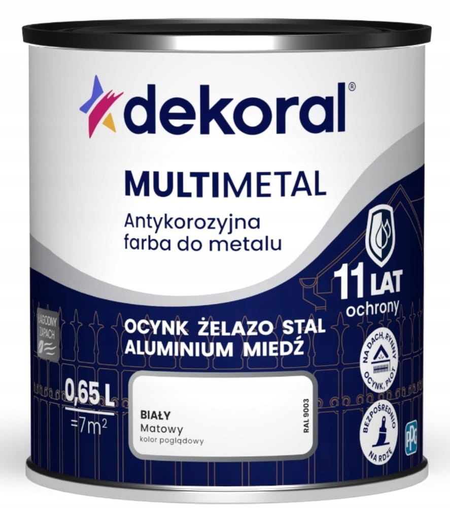 Dekoral Multimetal farba antykorozyjna do metalu biały RAL 9003 0,65L