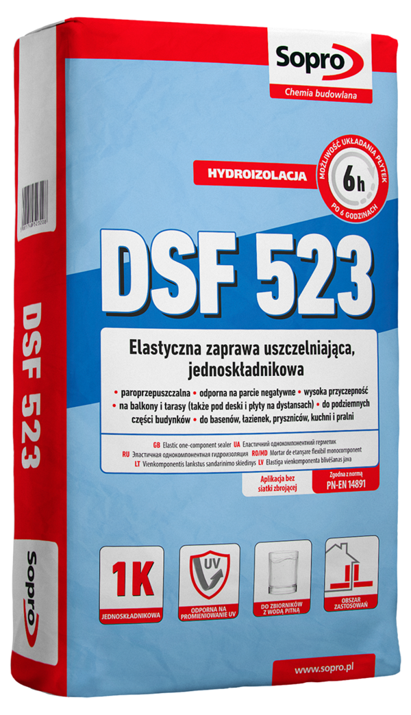 SOPRO DSF 523 Folia w płynie elastyczna zaprawa uszczelniająca 1K 20kg