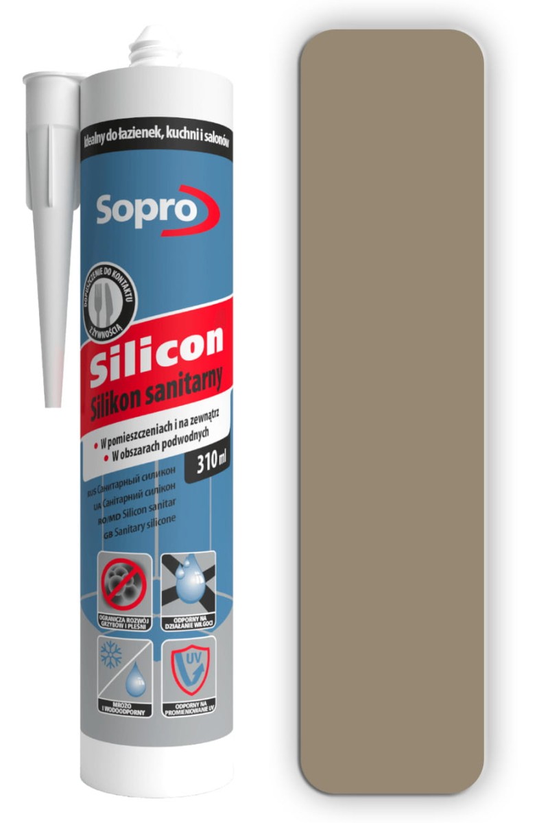 SOPRO Silikon sanitarny 310ml Piaskowy szary 18
