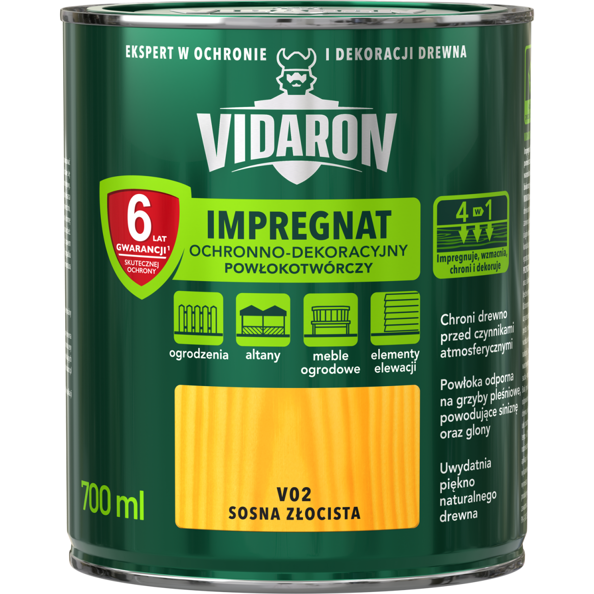 VIDARON Impregnat ochronny powłokotwórczy V02 sosna złocista 0,7L