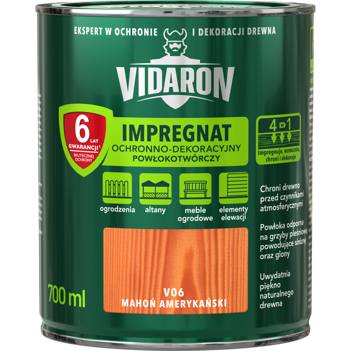 VIDARON Impregnat ochronny powłokotwórczy V06 mahoń amerykański 0,7L