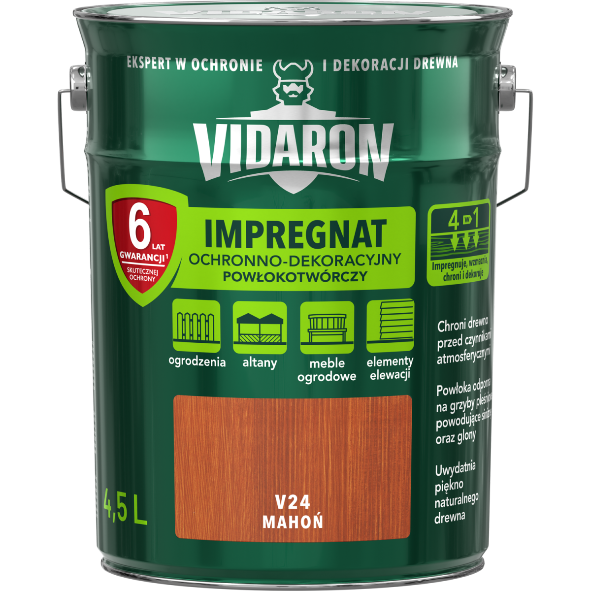 VIDARON Impregnat ochronny powłokotwórczy V24 mahoń 4,5L