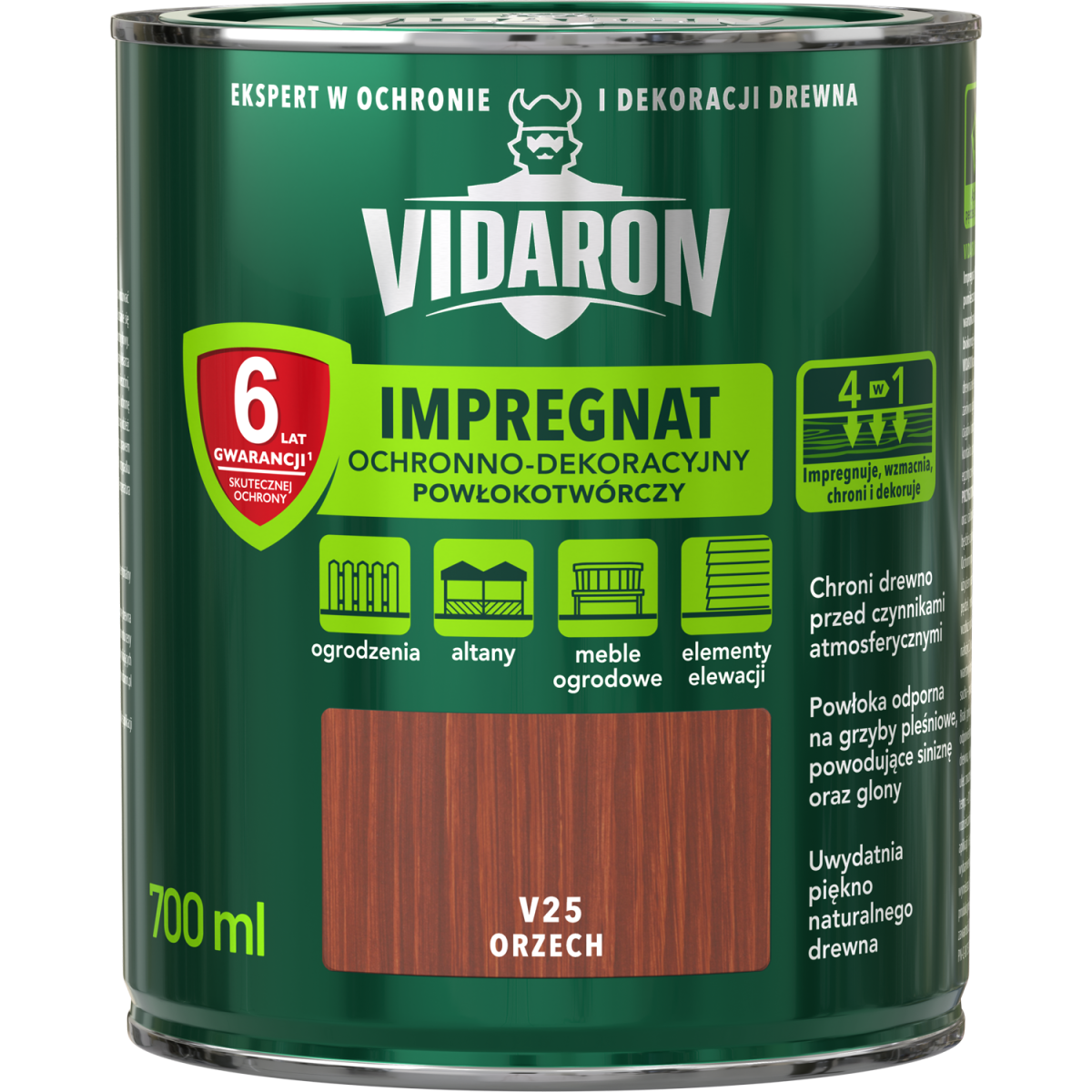 VIDARON Impregnat ochronny powłokotwórczy V25 orzech 0,7L