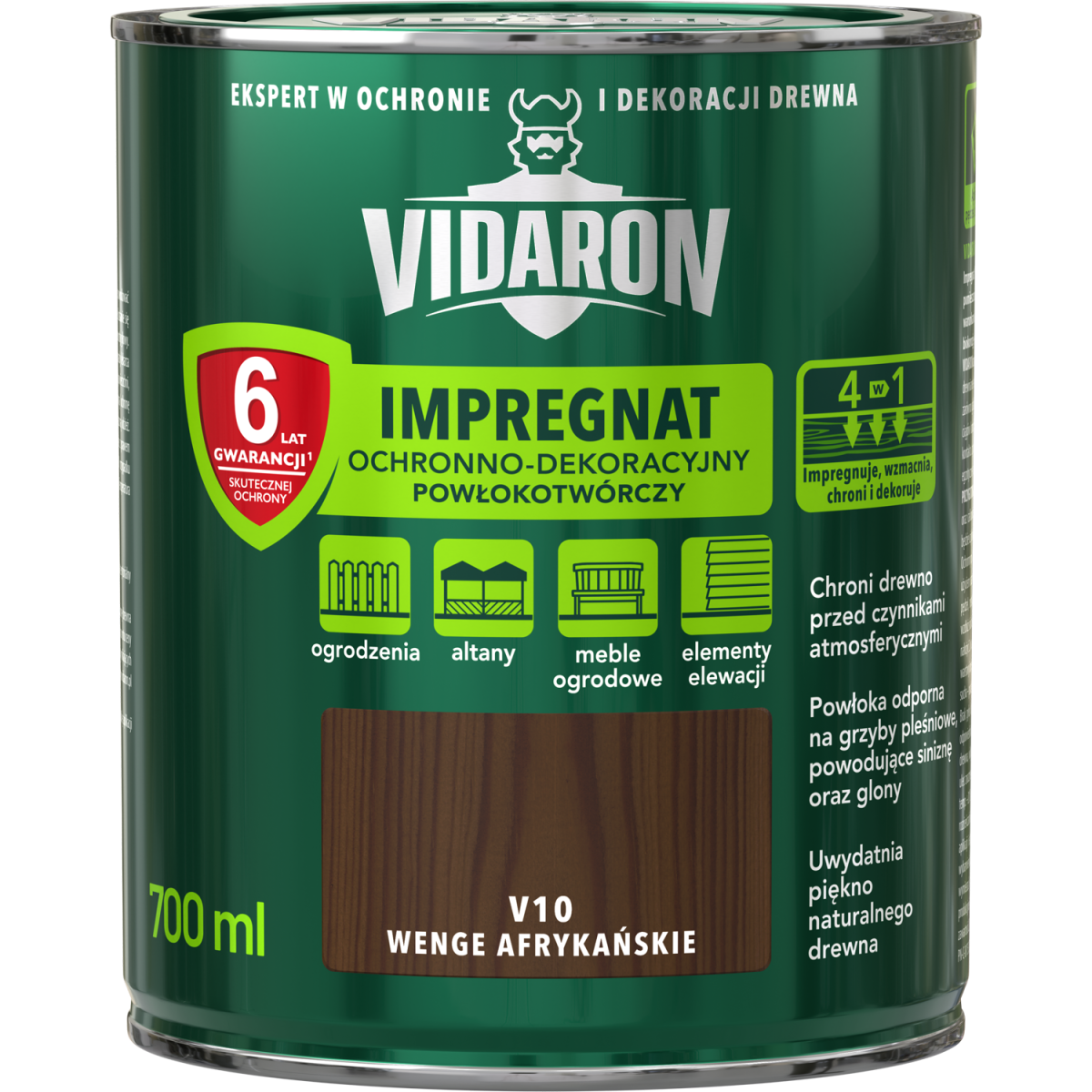 VIDARON Impregnat ochronny powłokotwórczy V10 wenge afrykańskie 0,7L