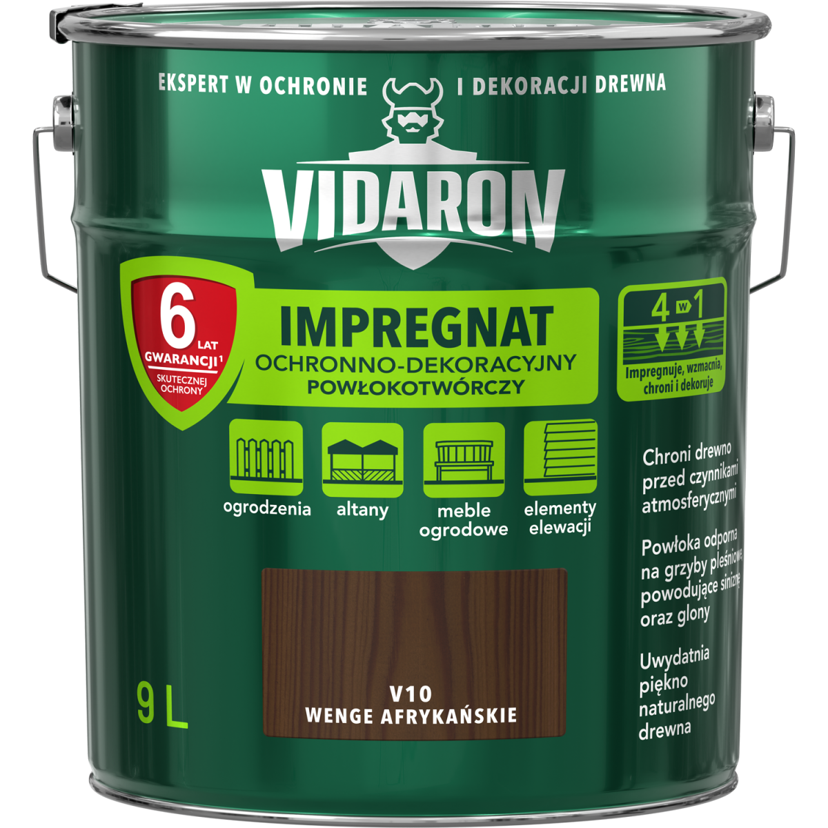 VIDARON Impregnat ochronny powłokotwórczy V10 wenge afrykańskie 9L