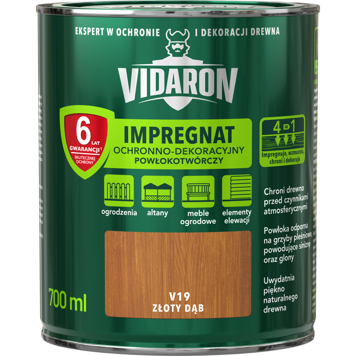VIDARON Impregnat ochronny powłokotwórczy V19 złoty dąb 0,7L