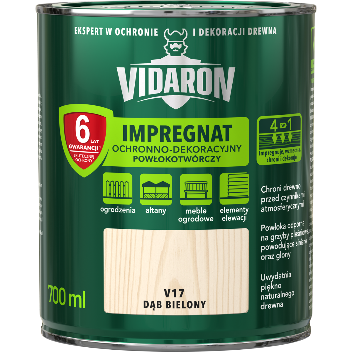 VIDARON Impregnat ochronny powłokotwórczy V17 dąb bielony 0,7L