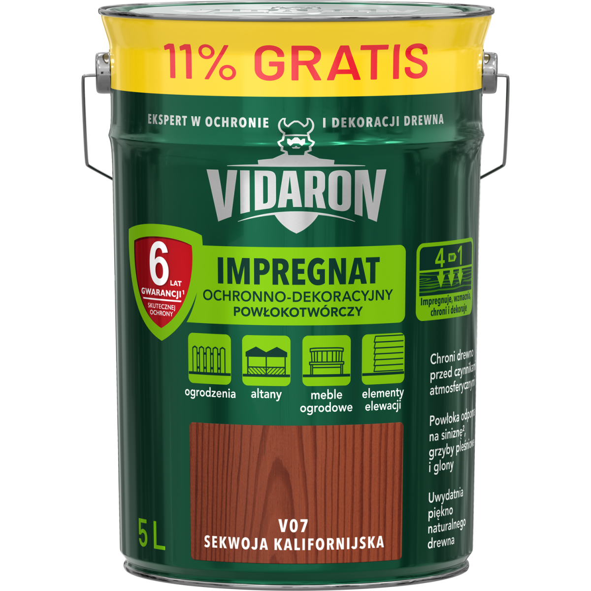 VIDARON Impregnat ochronny powłokotwórczy V07 sekwoja kalifornijska 5L