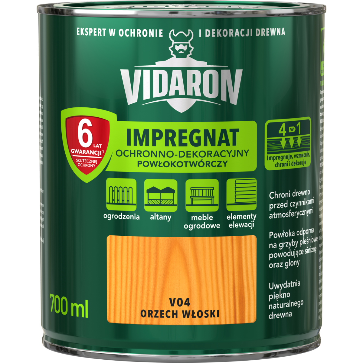 VIDARON Impregnat ochronny powłokotwórczy V04 orzech włoski 0,7L