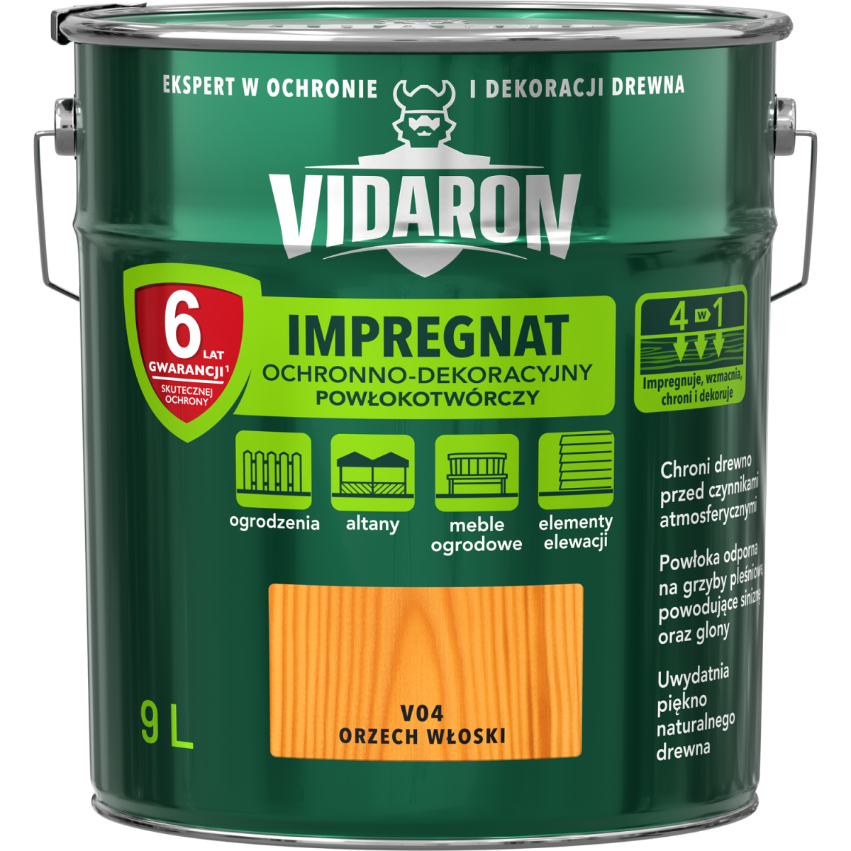 VIDARON Impregnat ochronny powłokotwórczy V04 orzech włoski 9L