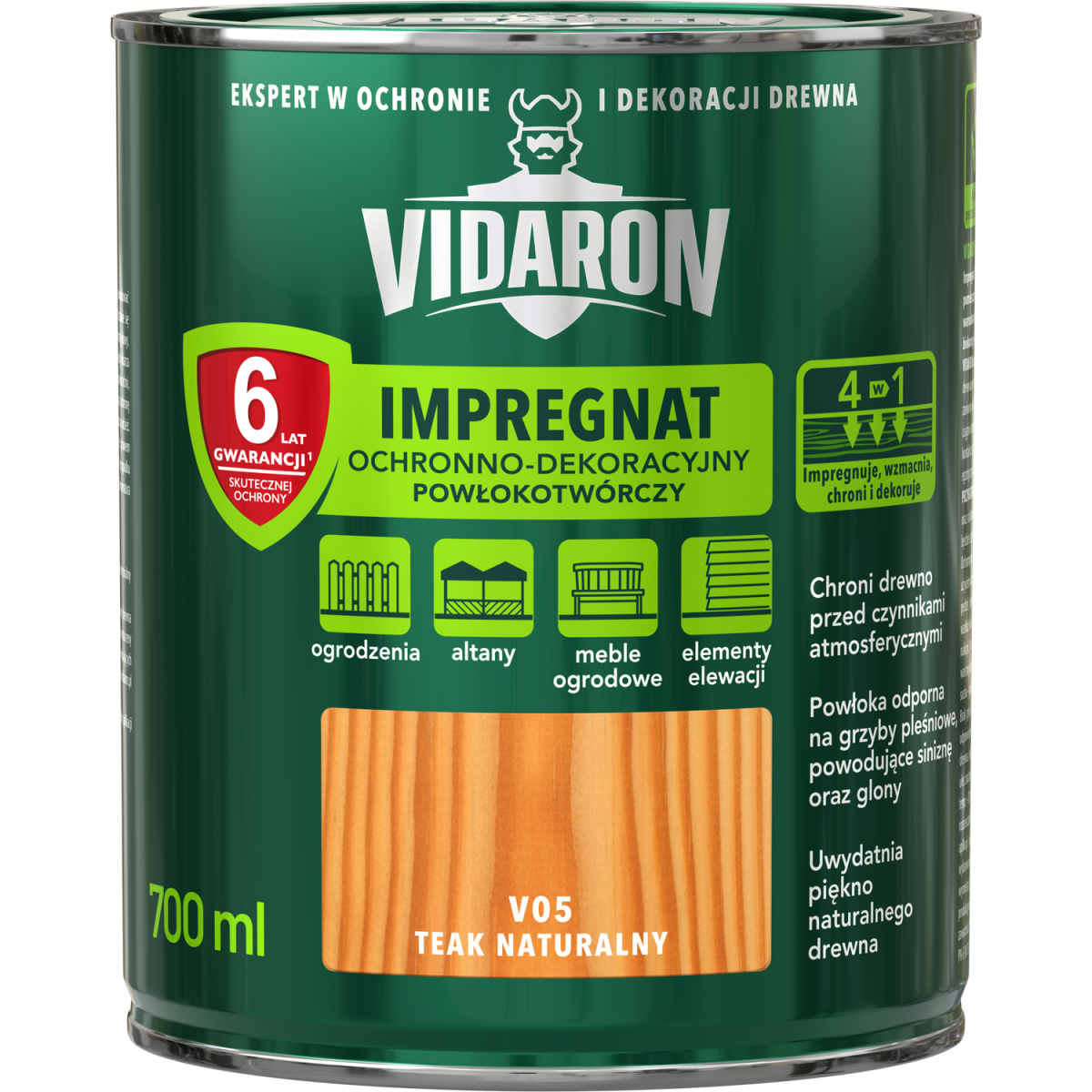 VIDARON Impregnat ochronny powłokotwórczy V05 teak naturalny 0,7L