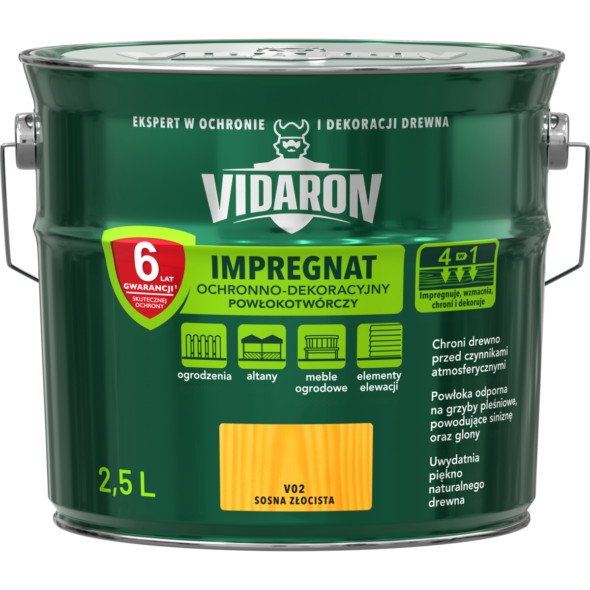 VIDARON Impregnat ochronny powłokotwórczy sosna złocista 2,5L