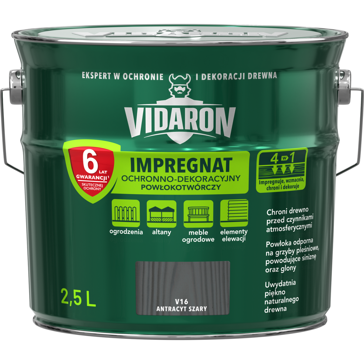 VIDARON Impregnat ochronny powłokotwórczy V16 antracyt szary 2,5L