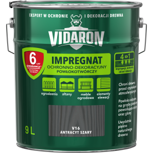 VIDARON Impregnat ochronny powłokotwórczy V16 antracyt szary 9L