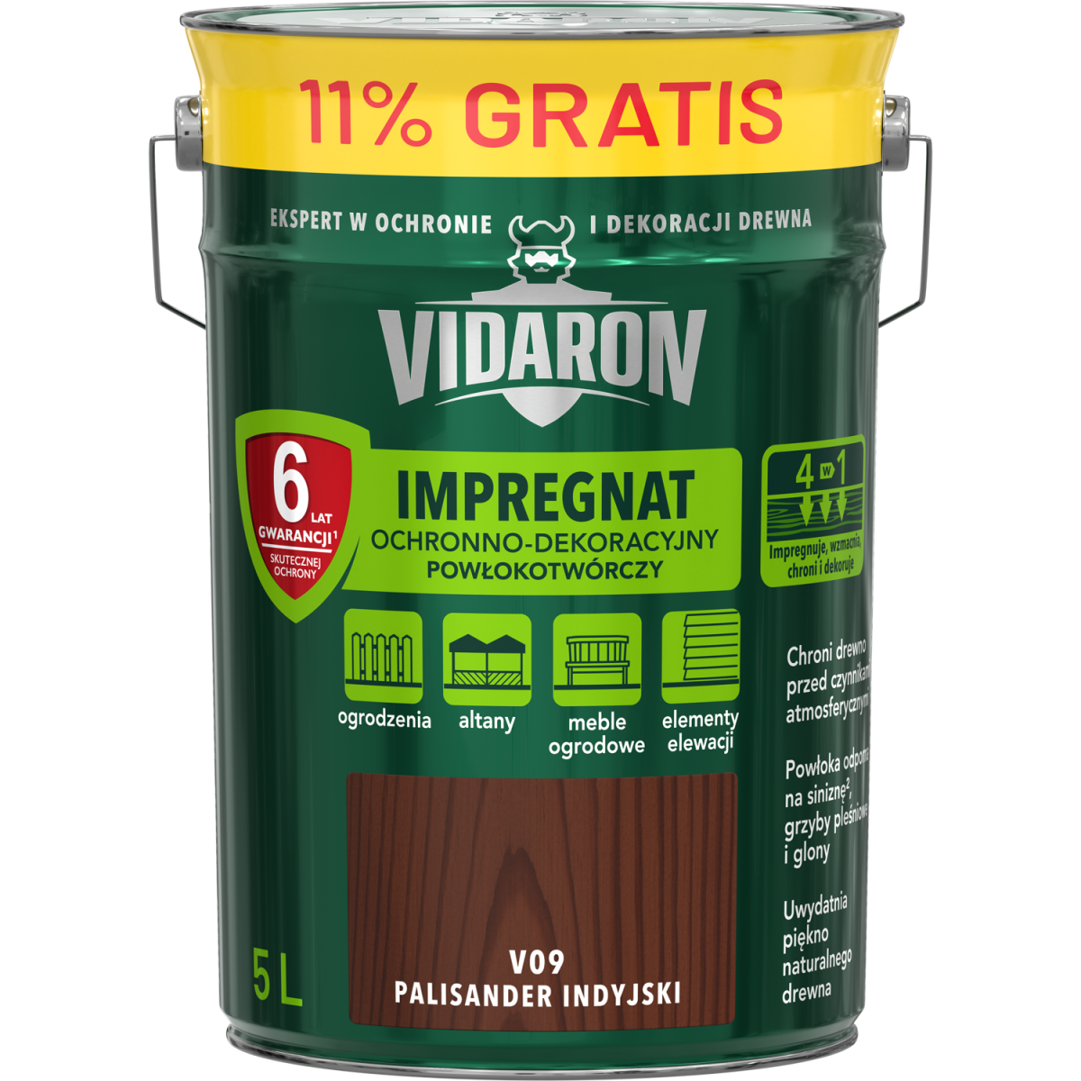 VIDARON Impregnat ochronny powłokotwórczy V09 palisander indyjski 5L