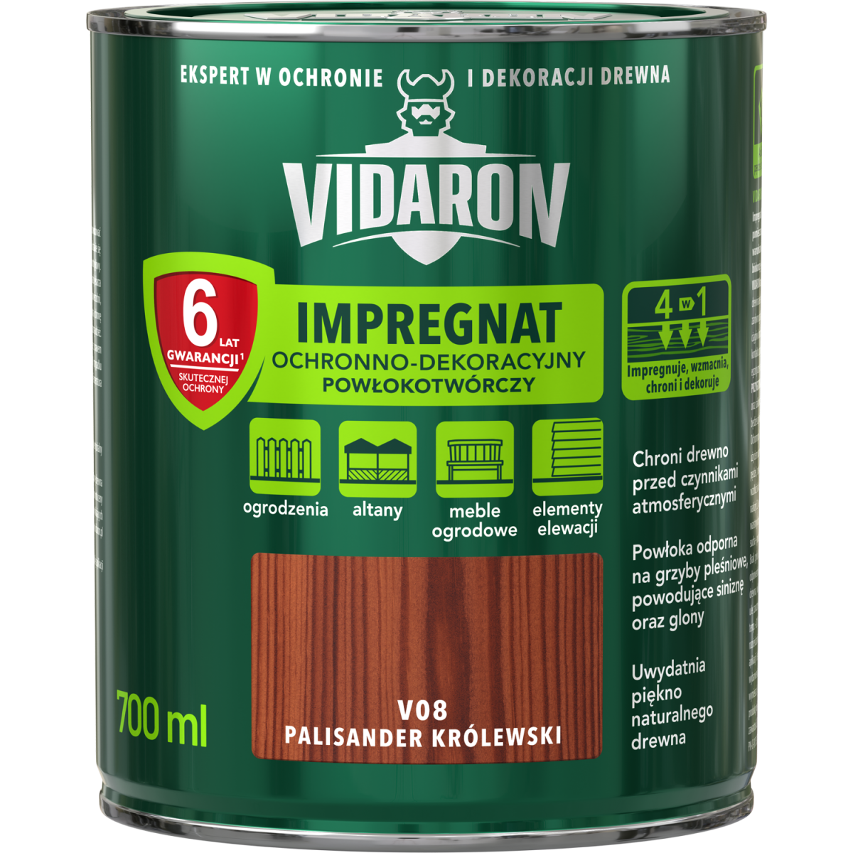VIDARON Impregnat ochronny powłokotwórczy V08 palisander królewski 0,7L